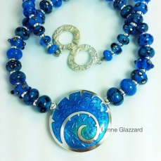 Blue spiral bead necklace
